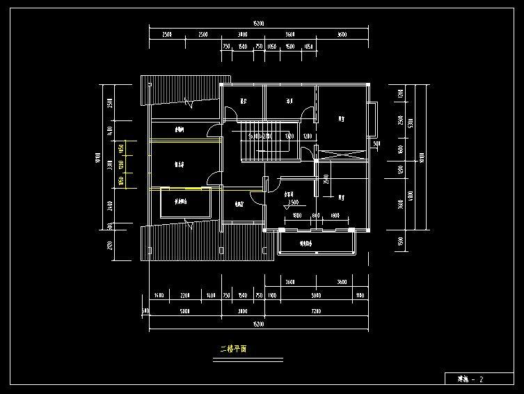 农村二层别墅建筑设计（包含CAD）-二层平面图