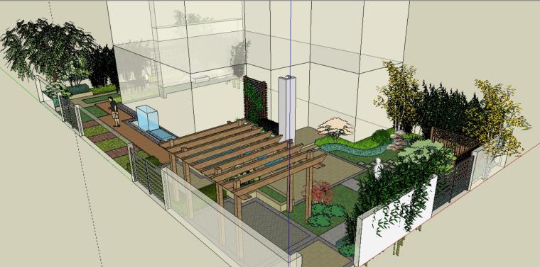 温泉酒店接待楼模型资料下载-办公楼庭院景观模型设计