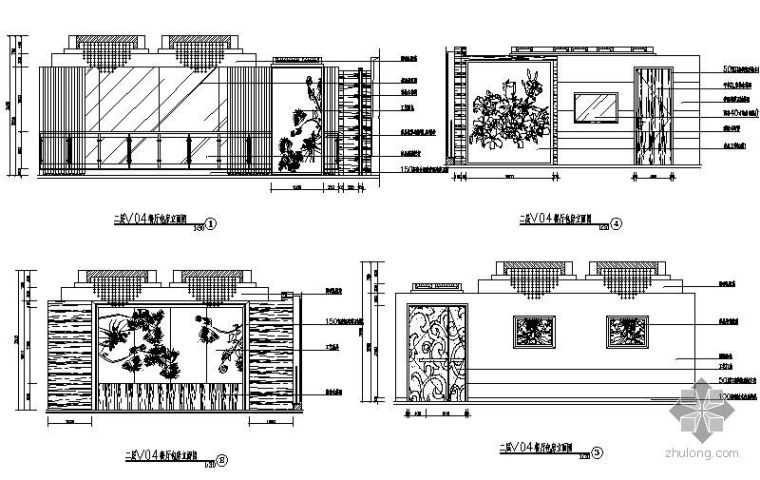中餐厅包间设计图资料下载-中餐厅包间立面设计图