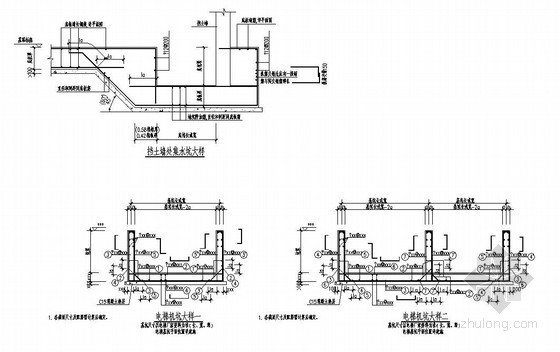 地下室集水坑钢筋配筋大样资料下载-挡土墙处集水坑大样及电梯基坑大样