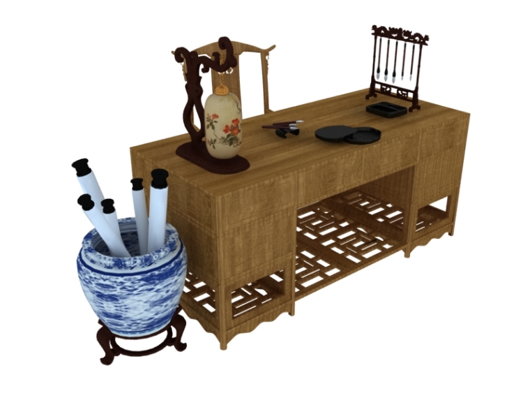 中式书桌详图资料下载-中式书桌3D模型下载