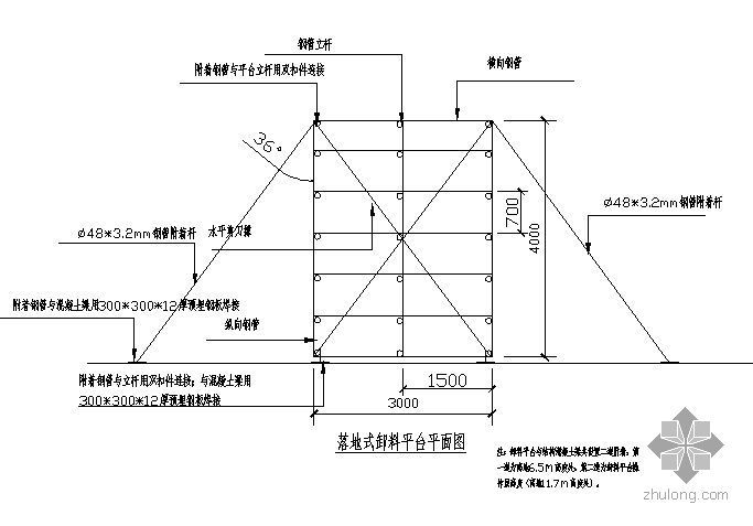 钢管式落地卸料平台图纸资料下载-上海某高层主体落地式卸料平台施工方案（有计算）