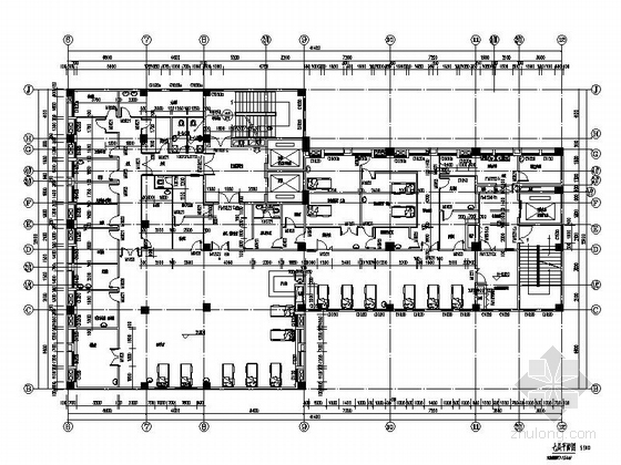 [四川]十层现代风格中西医结合医院住院楼建筑施工图-十层现代风格中西医结合医院建筑平面图