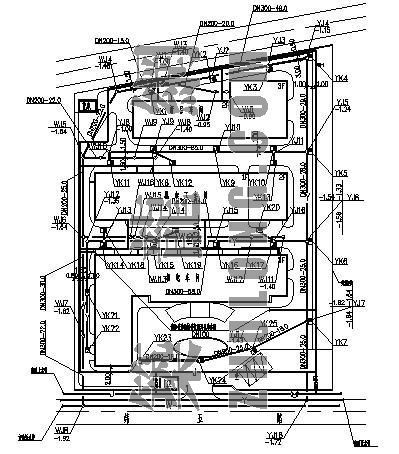 施工人货电梯定位图资料下载-厂区给排水外网总平面定位图
