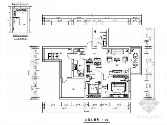 标准层吊顶资料下载-某小区标准层两居室装修图