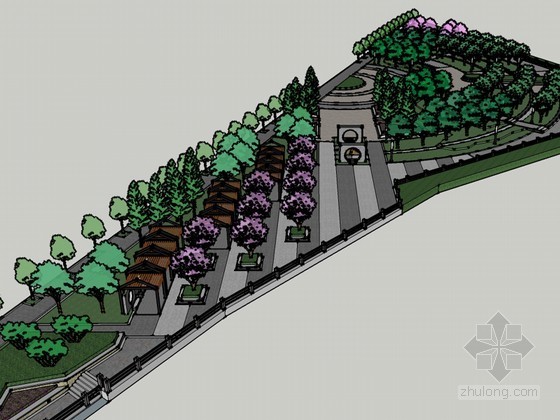 带状街心公园设计方案资料下载-街心公园SketchUp模型下载