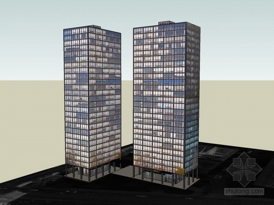 密斯凡德罗范斯沃斯住宅资料下载-[密斯]芝加哥湖滨公寓sketchup模型