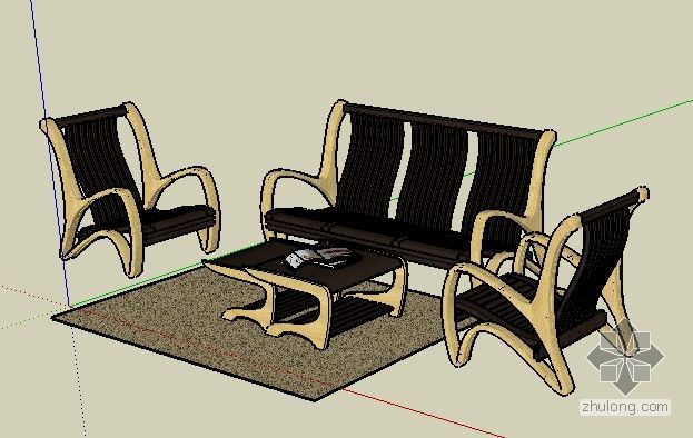 草图模型室外沙发资料下载-联邦沙发 草图大师模型