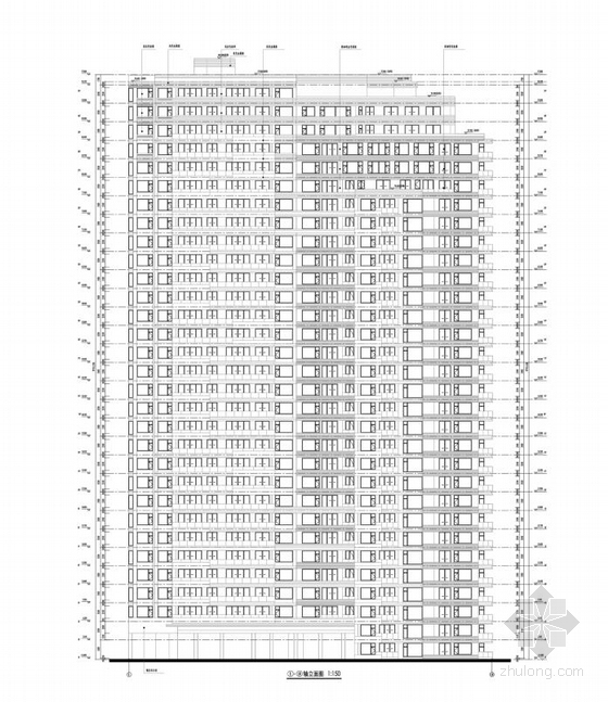 [上海]高层塔式玻璃幕墙住宅建筑设计方案文本-高层塔式玻璃幕墙住宅建筑立面图