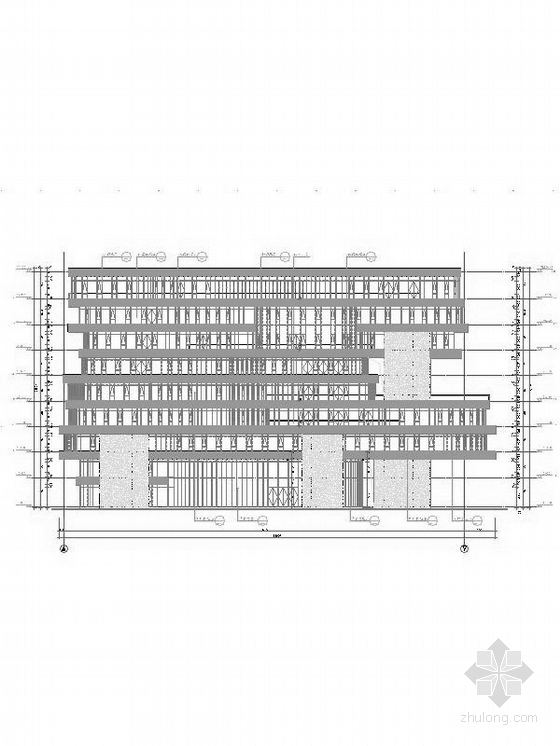 [福建]9层玻璃幕墙办公楼建筑设计施工图（2014年图纸 图纸精细 顶级建筑事务所）-9层玻璃幕墙办公楼建筑立面图