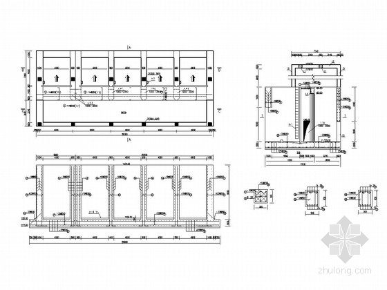 [湖南]雨水泵站工程施工图(出水口 泵房)-拦污栅段配筋图 