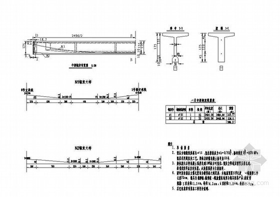 纵向预应力钢束资料下载-预应力混凝土T梁中梁预应力钢束构造节点详图设计