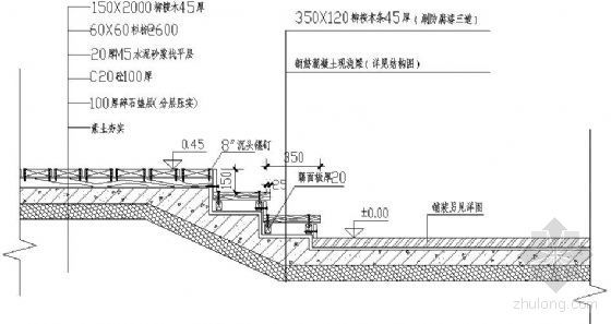 木平台物料施工图资料下载-木平台踏步详细图