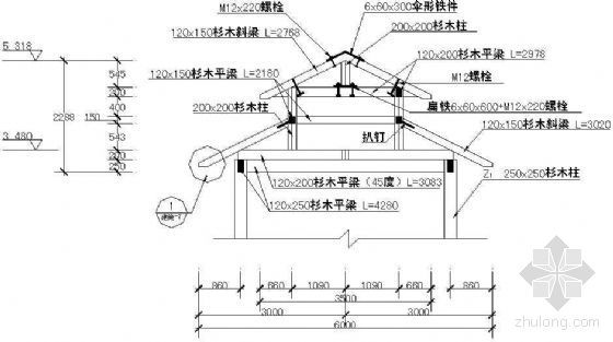 休闲亭廊节点详图-3