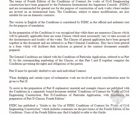 施工手册第四版下载资料下载-FIDIC合同第四版条款（1992年）
