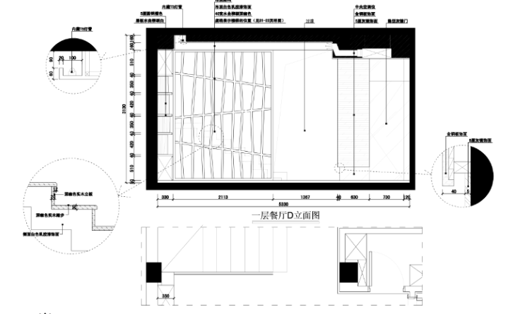 公园道一号别墅装修设计施工图及效果图-一层餐厅立面图