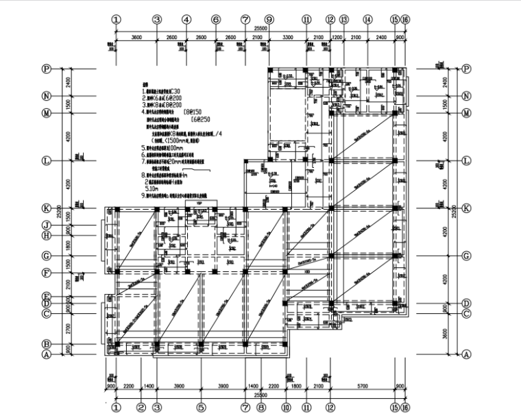 基础配筋CAD图资料下载-五层框架结构办公楼结构施工图（CAD，17张）