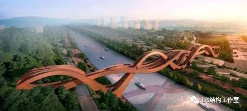 人行桥设计简图资料下载-直接分析法让“中国结桥”更性感