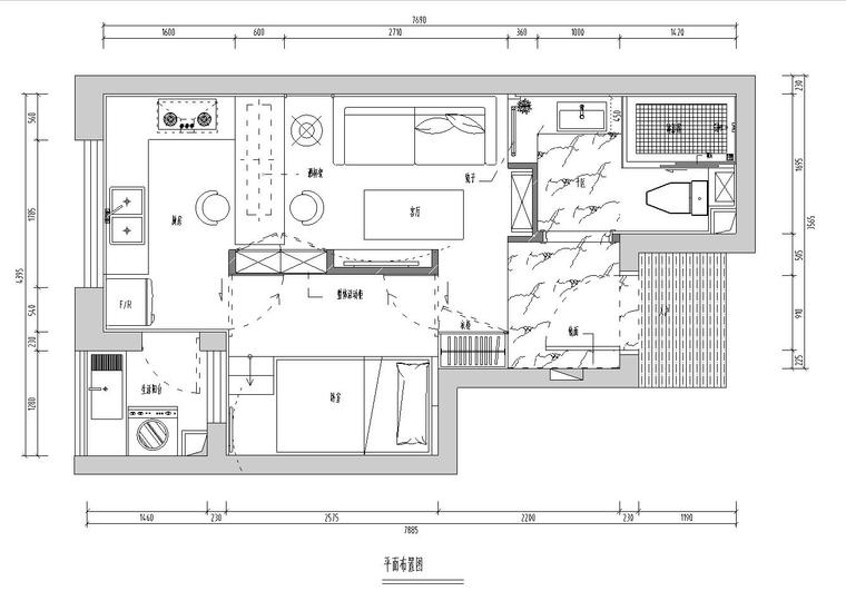 吊顶客餐厅资料下载-好旺星天地样板房室内施工图设计（CAD+实景图）
