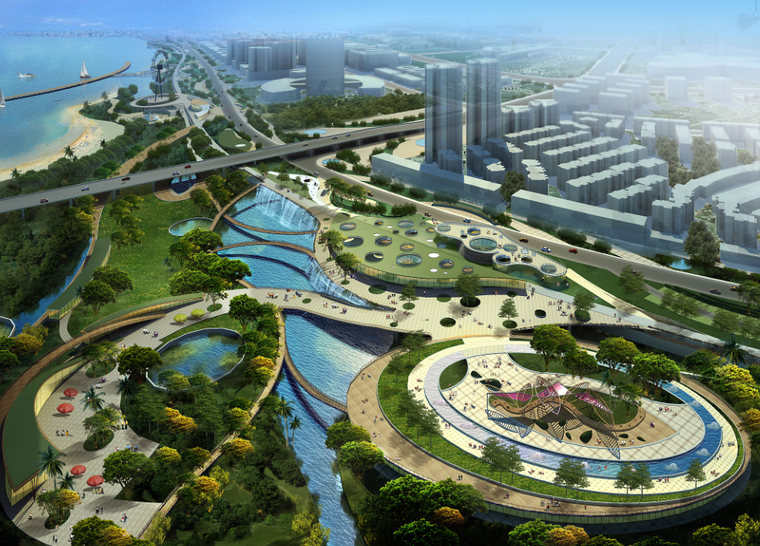 现代景观带资料下载-[四川]遂宁市河东新区五彩滨江景观带方案设计（PDF+90页） 