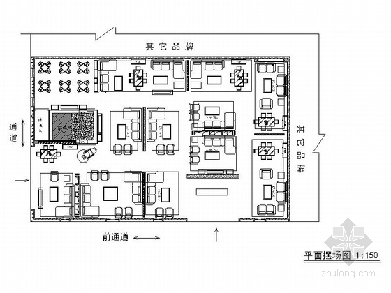 展厅天花吊顶平面图资料下载-[广东]韩国家具展厅室内装修施工图