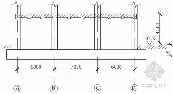 建筑物柱下条形基础结构配筋设计及地基梁设计计算书-基础剖面图 