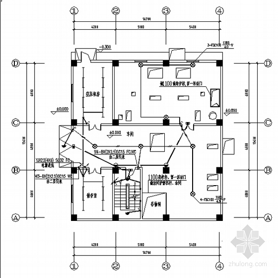 宿舍照明设计图资料下载-某饲料厂房电气照明设计图