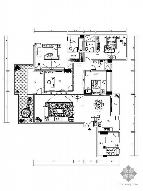 96平米三居装修设计图资料下载-五居装修设计图