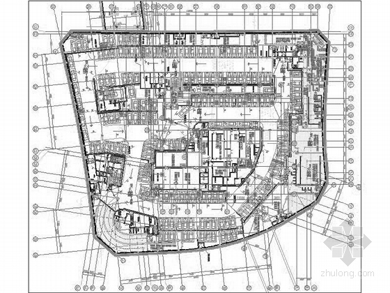 [上海]135米玻璃幕墙办公建筑设计施工图（含详细节点图）-135米玻璃幕墙办公建筑设计平面图