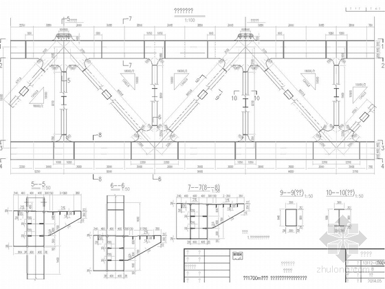 [湖北]主跨1700米双层公路悬索桥长江大桥工程主桥及引桥工程设计图纸2353张-悬索桥劲梁主桁结构图