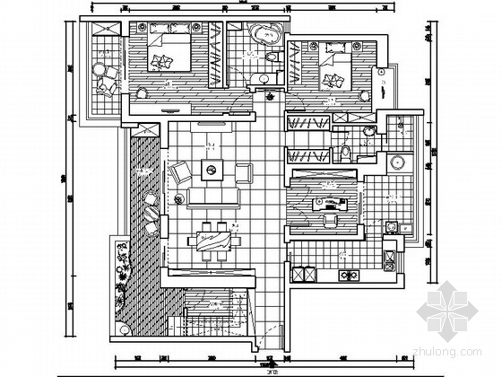三居室混搭设计资料下载-[上海]意大利特色小区混搭三居室样板间装修施工图（含效果）