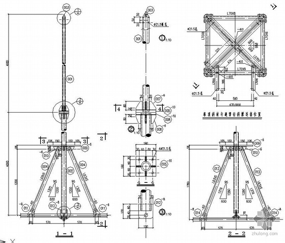 某60米高通讯铁塔结构图纸-2