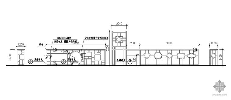 石膏板造型吊顶大样图资料下载-某小区造型景墙施工大样图