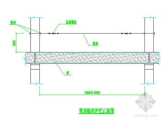 施工变压器安全防护栏资料下载-梁面临时安全防护栏示意图