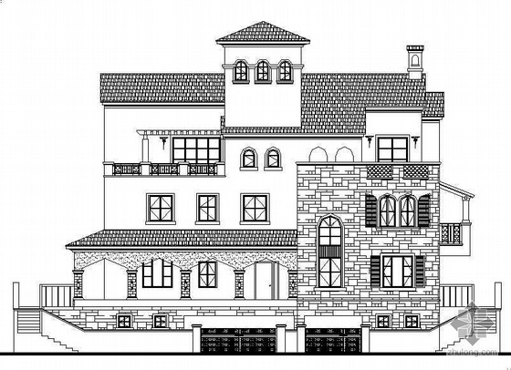 西班牙风格别墅方案资料下载-某三层西班牙风格私人别墅建筑设计方案
