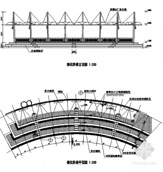 阶梯剖面详图资料下载-绿化阶梯上部凉棚施工详图
