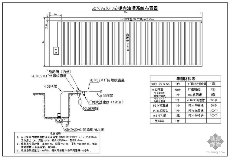 数字大棚设计图资料下载-大棚滴灌标准设计图