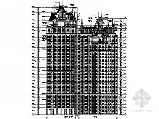 [安徽]某欧式小区规划及单体住宅楼施工图（知名设计院）-七栋那立面图