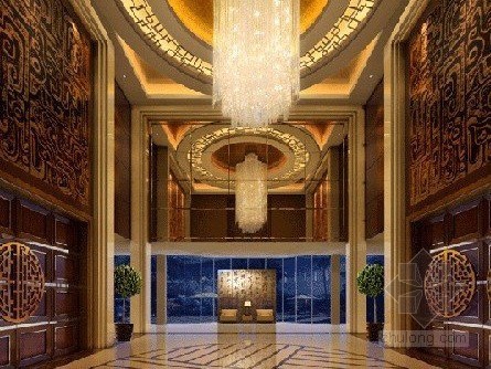 酒店室内3d模型设计资料下载-酒店大堂3d模型