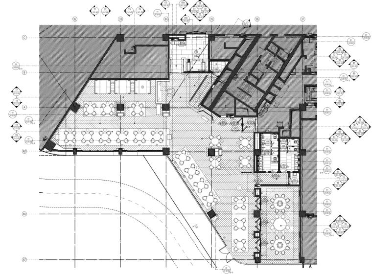 [广东]惠州五星临海度假酒店室内设计施工图-3一层中餐厅家私平面图