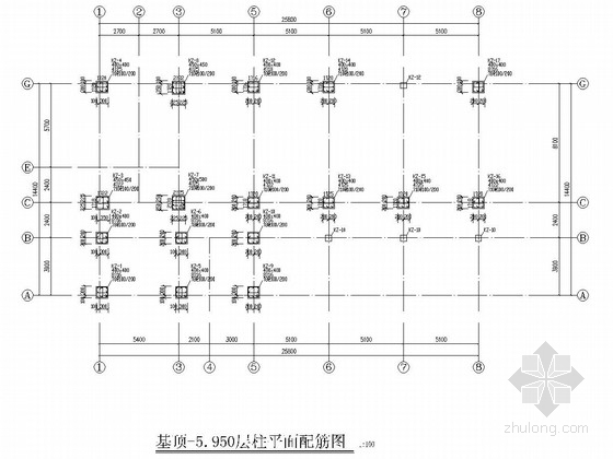 [重庆]五层框架结构中学校教学楼结构施工图-柱布置图 