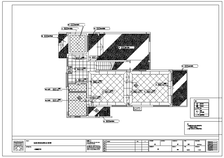 某西班牙风格住宅户型室内设计施工图-一层地面物料图