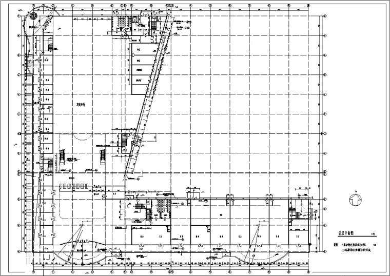 现代多层商场商业建筑设计施工图CAD-现代多层商场商业建筑设计平面图