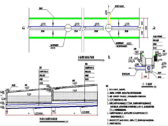 [四川]海绵城市低影响开发设计生物滞留沟大样图4张CAD-高填方路段生物滞留沟大样图