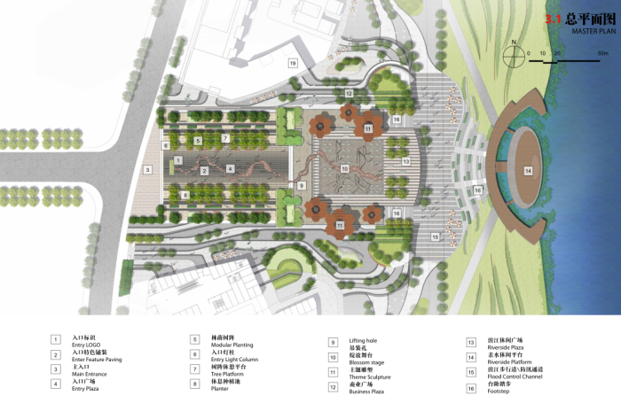 [湖南]休闲文化中心广场园林景观设计方案-总平面图
