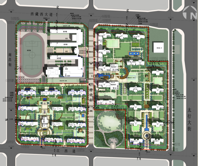 [河北]新中式风格塔式住宅建筑设计方案文本（含学校及商业建筑）-新中式风格塔式住宅建筑平面图