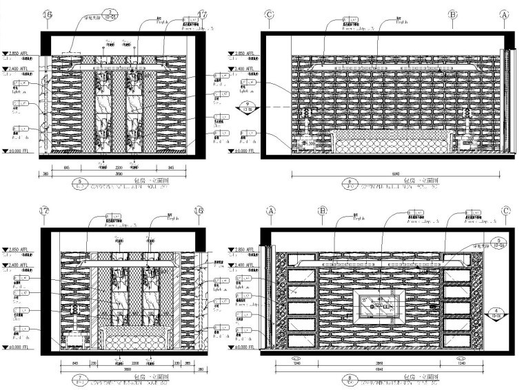 悦酒廊酒吧空间设计施工图（附效果图）-包厢立面图