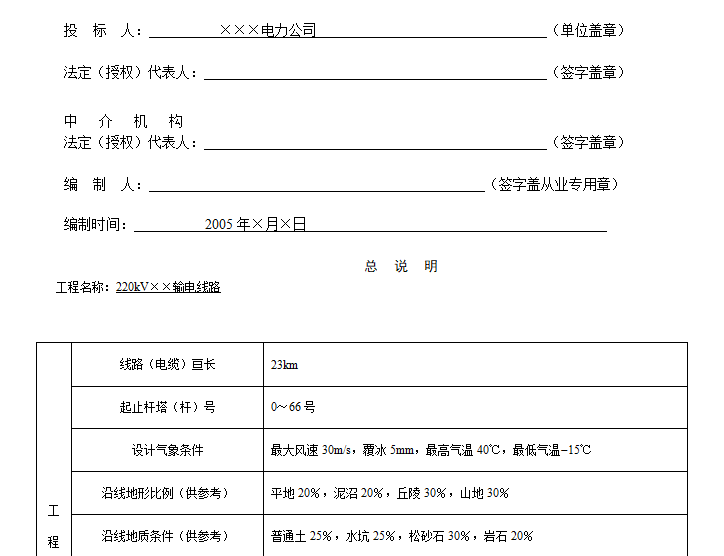 输电线路工程预算实例-工 程 量 清 单