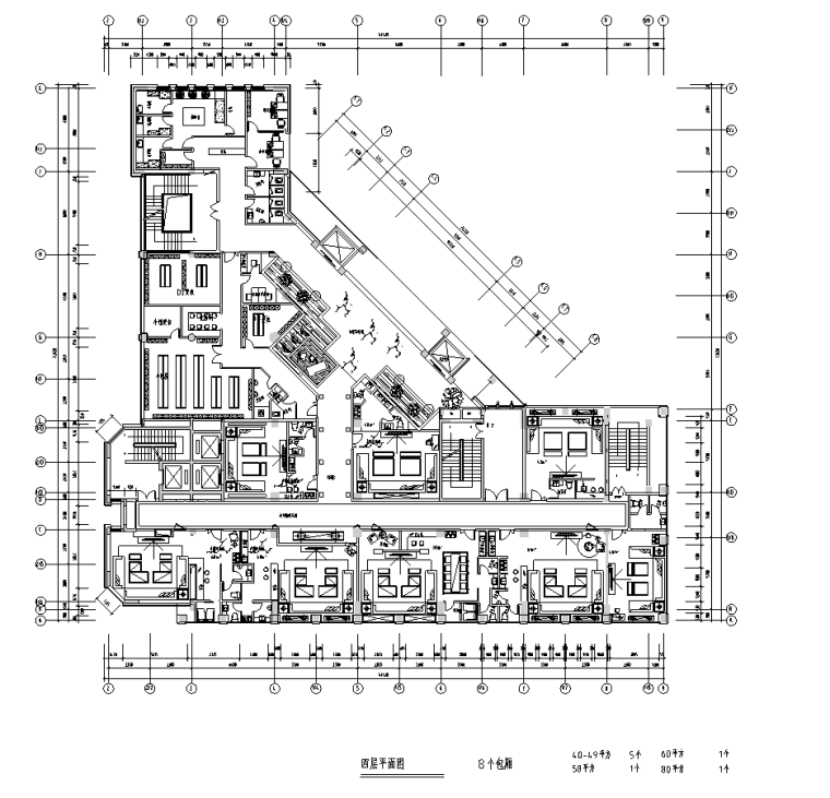 湖州俱乐部休闲中心施工图及效果图（20张）-四层平面布置图