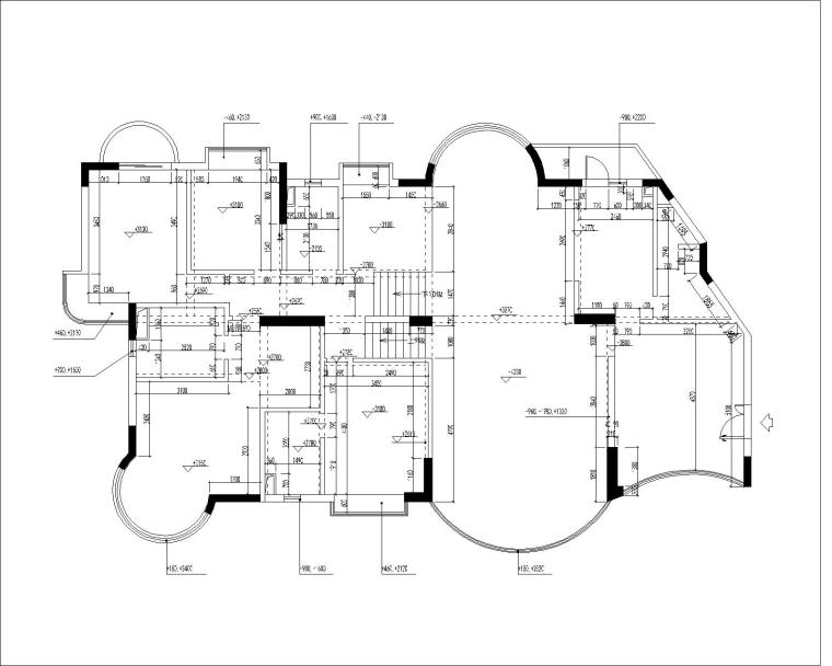 西安怡宝花园别墅室内设计施工图（含效果图）-二层原始平面图JPG